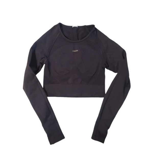 Gymshark Tops - Gymshark Women's Black Flex Sports Long Sleeve Crop Seamless Top Size Small